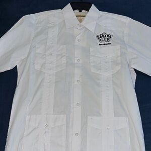 White Men's Casual Button Down Shirt with Havana Club Logo